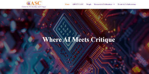 An image from the Center for AI, Society, and Critique website, which reads 