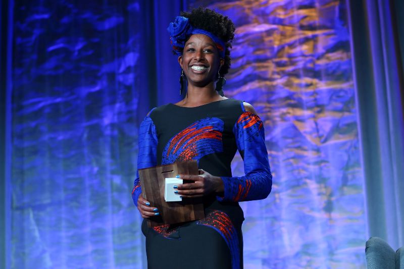 Justine Colley-Leger receiving an award.