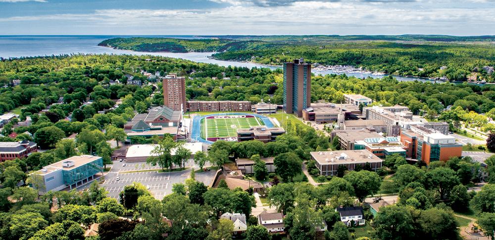 An aerial shot of the SMU campus